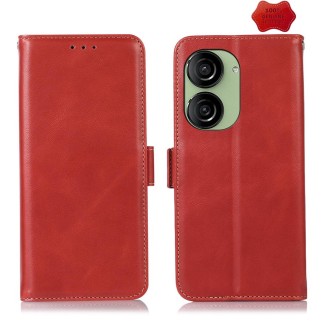 For Asus ZenFone 10 / 9 Magnetic Crazy Horse Texture Genuine Leather RFID Phone Case(Red)