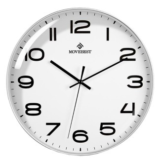 MOVEBEST 12 Inch Living Room Wall Clock Home Plastic Watch, Style: G2001 White Surface White Frame