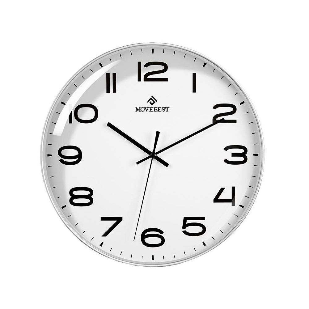 MOVEBEST 12 Inch Living Room Wall Clock Home Plastic Watch, Style: G2001 White Surface White Frame