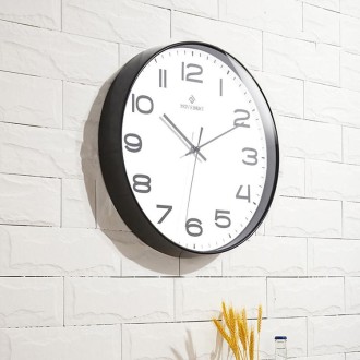 MOVEBEST 12 Inch Living Room Wall Clock Home Plastic Watch, Style: G2001 White Surface White Frame