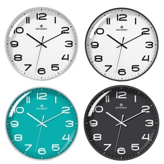 MOVEBEST 12 Inch Living Room Wall Clock Home Plastic Watch, Style: G2001 White Surface White Frame