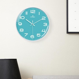 MOVEBEST 12 Inch Living Room Wall Clock Home Plastic Watch, Style: G2001 White Surface White Frame