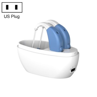 Elderly Use Can Charge Sound Amplifier Hearing Aid, Specification: US Plug(Blue Double Machine+White Charging Bin)