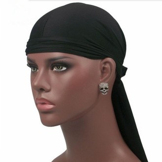 Male Street Basketball Headscarf Hip Hop Elastic Long-tailed Hat(Black)