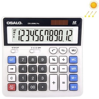 OSALO 12 Digits Desktop Calculator Solar Energy Dual Power Calculator(OS-200ml Pro)