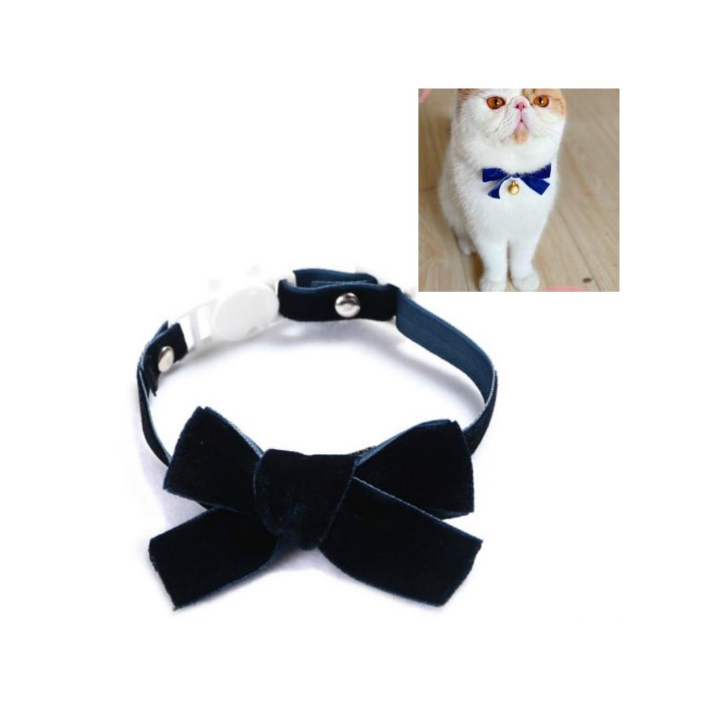 Velvet Bowknot Adjustable Pet Collar Cat Dog Rabbit Bow Tie Accessories, Size:S 17-30cm, Style:Bowknot(Blue)