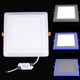 18W + 6W White + Blue Round LED Double Panel Light, Wide Voltage Isolation Two Color Wall Ceiling Lamp with 3 luminescence Mode,