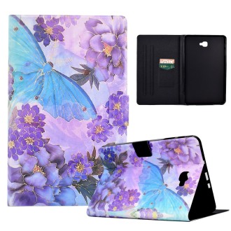 For Samsung Galaxy Tab A 10.1 2016 T580 Coloured Drawing Smart Leather Tablet Case(Peony Butterfly)