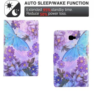 For Samsung Galaxy Tab A 10.1 2016 T580 Coloured Drawing Smart Leather Tablet Case(Peony Butterfly)