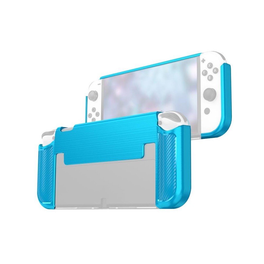 Carbon Fiber TPU Shockproof Protective Case For Nintendo Switch OLED(Blue)