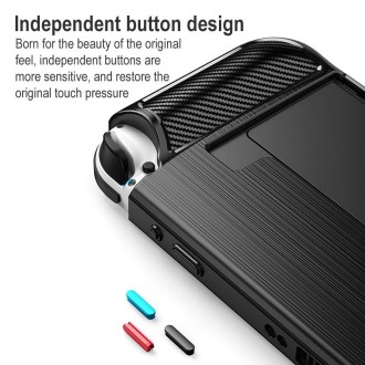 Carbon Fiber TPU Shockproof Protective Case For Nintendo Switch OLED(Blue)