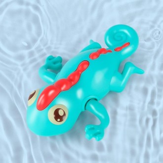 3 PCS Bathroom Playing Toys Baby Bathing Water Dolls On The Chain Swimming Bears And Lizards For Children(Green Lizard)