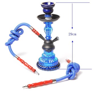 21-1011 Glass Double Pipe Hookah Set (Black)