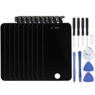 10 PCS Digitizer Assembly (LCD + Frame + Touch Pad) for iPhone 4(Black)