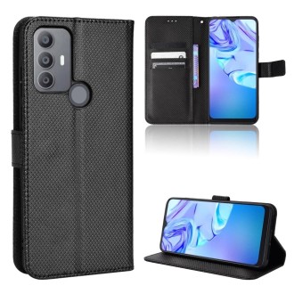 For TCL 30 SE / 30 E / 306 / Sharp Aquos V6 Diamond Texture Leather Phone Case(Black)