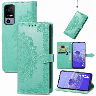 For TCL 40R Mandala Flower Embossed Leather Phone Case(Green)