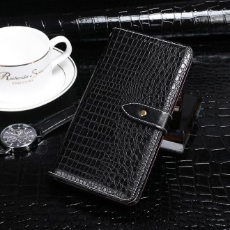 For Leagoo M12 idewei Crocodile Texture Horizontal Flip Leather Case with Holder & Card Slots & Wallet(Black)