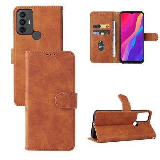 For TCL 30 SE Skin Feel Magnetic Flip Leather Phone Case(Brown)