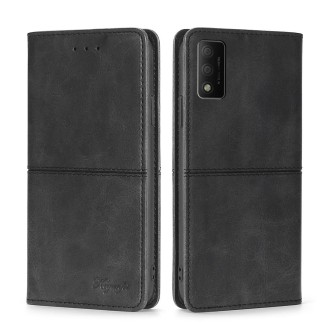 For TCL 30T T603DL Cow Texture Magnetic Horizontal Flip Leather Phone Case(Black)