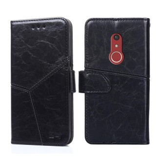 For Fujitsu Arrows Be4 Plus F-41B Geometric Stitching Horizontal Flip Leather Phone Case(Black)