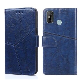 For Tecno Spark 6 GO Geometric Stitching Horizontal Flip Leather Phone Case(Blue)