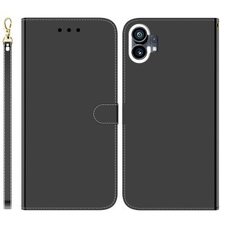 For Nothing Phone 1 Imitated Mirror Surface Flip Leather Phone Case(Black)