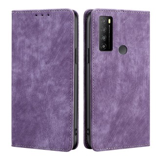 For TCL 30XL 2022 RFID Anti-theft Brush Magnetic Leather Phone Case(Purple)