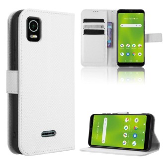 For Cricket Debut Smart Diamond Texture Leather Phone Case(White)