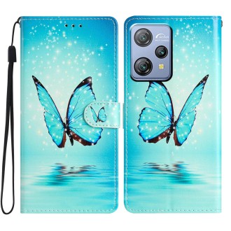 For Blackview A53 Pro Colored Drawing Leather Phone Case(Blue Butterfly)