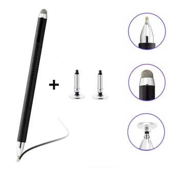 AT-32 3-in-1 Precision Sucker Capacitive Pen + Conductive Cloth Head + Handwriting Signature Pen Mobile Phone Touch Screen Pen w