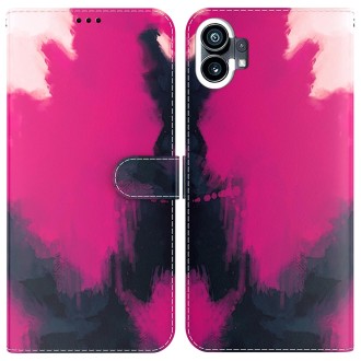 For Nothing Phone 1 Watercolor Pattern Flip Leather Phone Case(Berry Color)