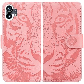 For Nothing Phone 1 Tiger Embossing Pattern Flip Leather Phone Case(Pink)