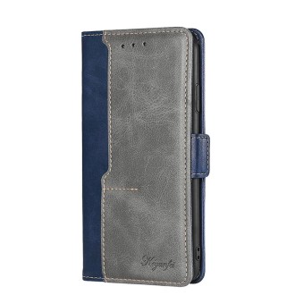 For Fujitsu ARROWS WE F-51B Contrast Color Side Buckle Leather Phone Case(Blue + Grey)