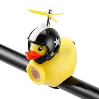 Yellow Duck Bike Bell Handlebar Headlight Car Ornaments Cycling Accessories Helmets Decor(Star Helmet Black)