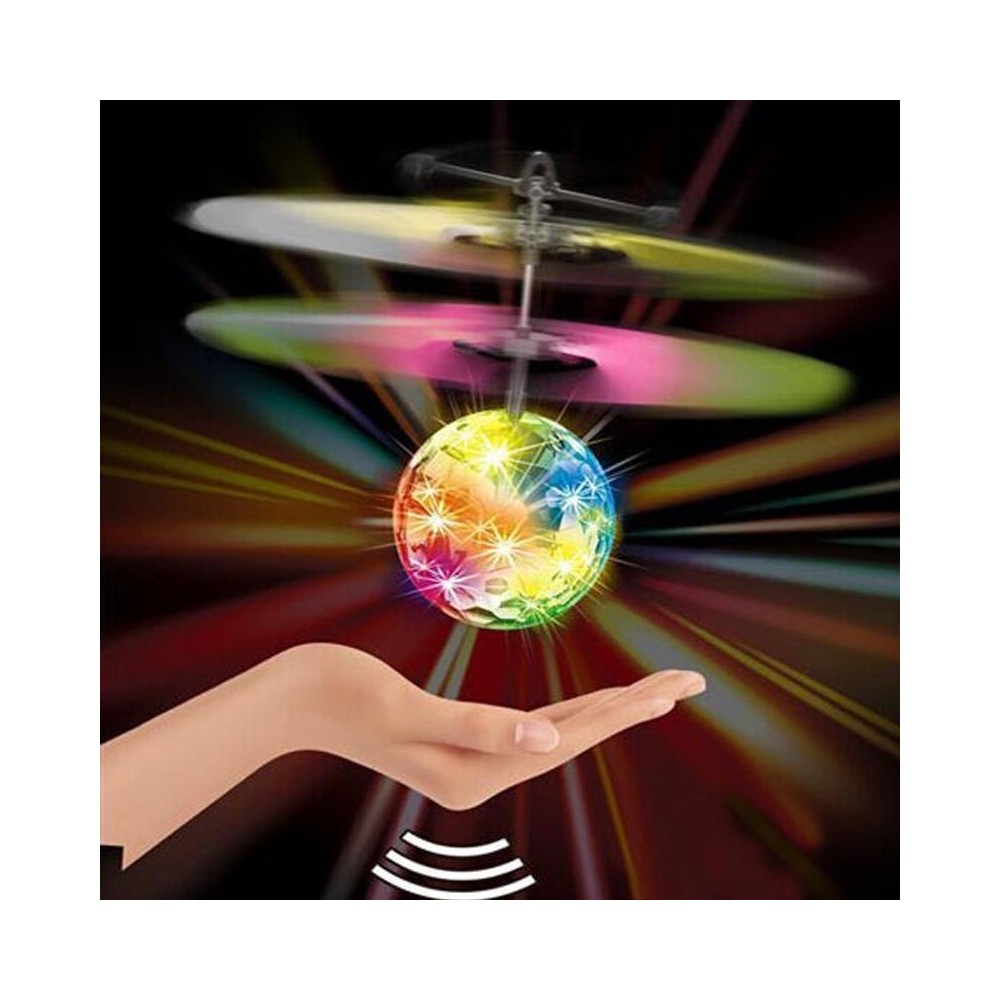 Mini Fun Kids Toy Suspended Crystal Ball Sensing Aircraft Hand Induction Flying Aircraft with Colorful LED Light, without Remote