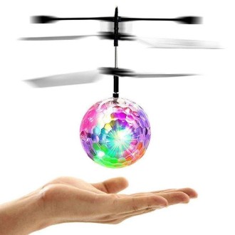 Mini Fun Kids Toy Suspended Crystal Ball Sensing Aircraft Hand Induction Flying Aircraft with Colorful LED Light, without Remote