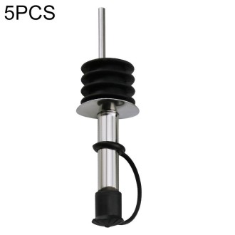 5 PCS Glass Bottle Stopper Stainless Steel Oil Stopper Silicone Stopper Black Hat Straight Mouth