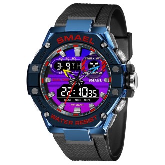 SMAEL 8066 Outdoor Electronic Sports Watch Alloy Colorful Multifunctional Men Watch(Steel Blue)