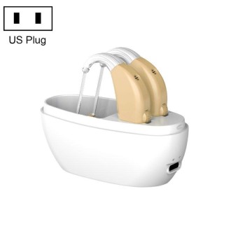 Elderly Use Can Charge Sound Amplifier Hearing Aid, Specification: US Plug(Skin Color Double Machine+White Charging Bin)