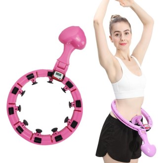 Smart Automatic Counting Abdomen Circle Lazy Fitness Circle With Heart-Shaped Weighting Block(Cherry Pink)