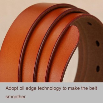 ZK--052 Soft and Wear-resistant Fine Cowhide Belt with Pin Buckle, Length: 110cm(Red Brown)