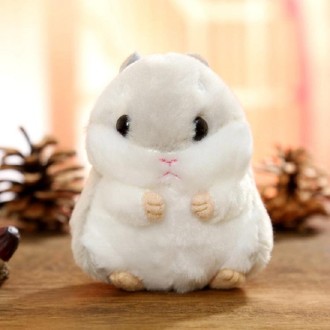 Cute Hamster Keychain Bag Pendant Plush Doll(Light Gray)