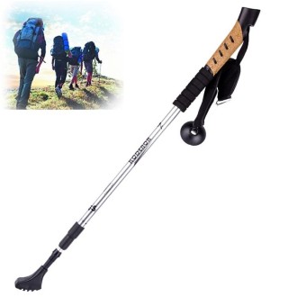 KODENOR Outdoor Mountaineering Portable Foldable Aluminium Alloy Straight Handle Alpenstocks Trekking Poles, Length : 66-135CM (