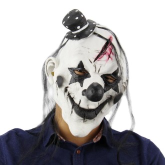 Halloween Festival Party Latex Devil Clown Frightened Mask Headgear, with Hair 