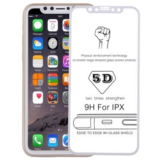 For iPhone X  0.3mm 9H Surface Hardness 4D Curved Full Screen Tempered Glass Screen Protector (White)