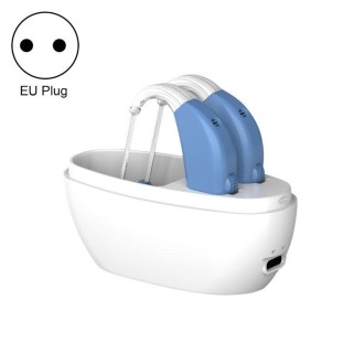 Elderly Use Can Charge Sound Amplifier Hearing Aid, Specification: EU Plug(Blue Double Machine+White Charging Bin)