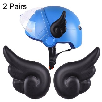 2 Pairs Motorcycle Helmet Angel Wings Decoration(Black)