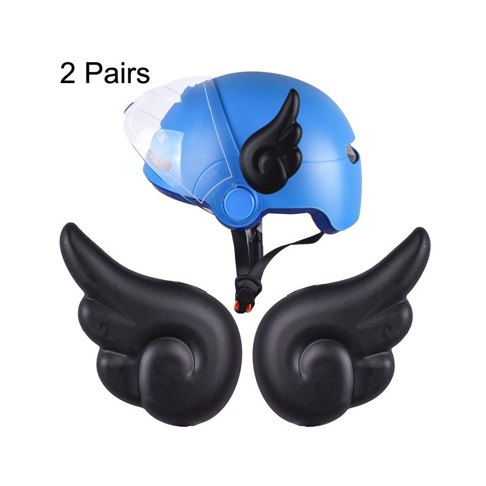 2 Pairs Motorcycle Helmet Angel Wings Decoration(Black)