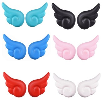 2 Pairs Motorcycle Helmet Angel Wings Decoration(Black)