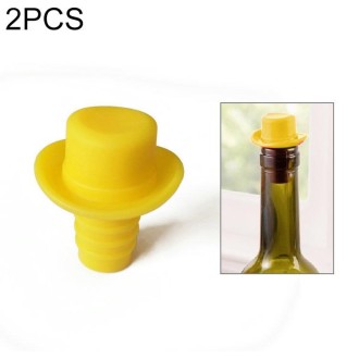 Silica Gel Top Hat Fresh Wine Corks Cruet Red Wine Stopper(Yellow)